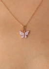 Gold Lila Renk Kelebek Figür Kadın Kolye
