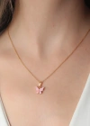 Gold Pembe Renk Kelebek Figür Kadın Kolye