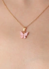Gold Pembe Renk Kelebek Figür Kadın Kolye