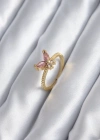 Gold Renk Pembe Zirkon Taşlı Kelebek Model Kadın Yüzük