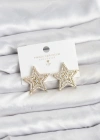 Gold Renk Pirinç Zirkon Taşlı Yıldız Model Kadın Küpe