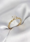 Gold Renk Sarmal Zincir Model Tek Taş Model Zirkon Taşlı Kadın Yüzük
