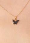 Gold Siyah Renk Kelebek Figür Kadın Kolye