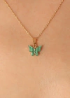 Gold Yeşil Renk Kelebek Figür Kadın Kolye