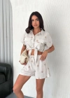 Gömlek şort keten takım s1052-1056