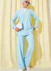 Gömlek Yaka Fitilli Salaş İkili Takım Buz Mavisi T4300