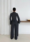 Gömlek yaka kaplama düğmeli takım antrasit st265866