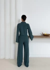 Gömlek yaka kaplama düğmeli takım petrol yeşili st265866