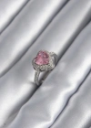 Gümüş Renk Pembe Zirkon Taşlı Charm Kalp Model Kadın Yüzük
