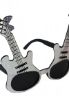 Gümüş Renk Rockn Roll Gitar Şekilli Parti Gözlüğü 15x15 cm