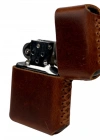 Handmade El Yapımı Hakiki Deri Zippo Modeli Çakmak - AG02001 - Koyu Kahverengi
