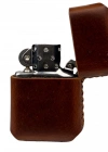 Handmade El Yapımı Hakiki Deri Zippo Modeli Çakmak - AG02001 - Koyu Kahverengi