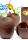 Hindistan Cevizi Hawaii Luau Aloha Pipetli İçecek Kabı Bardak 10x13 cm 1 Adet