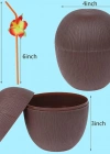 Hindistan Cevizi Hawaii Luau Aloha Pipetli İçecek Kabı Bardak 10x13 cm 1 Adet