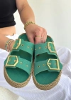 İces Yeşil Nubuk Terlik