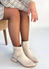İnay Bej Cilt Topuklu Bot