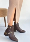 İnay Kahverengi Cilt Topuklu Bot