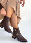 İnay Kahverengi Cilt Topuklu Bot