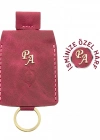 İsme Özel Çıtçıtlı Anahtarlık - % 100 Rainbow Deri - AG01001 - Fuşya