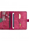 İsme Özel Çıtçıtlı Fonksiyonlu iPad Organizer - %100 Rainbow Deri - ET01002 - Fuşya