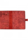 İsme Özel Çıtçıtlı Fonksiyonlu iPad Organizer - %100 Rainbow Deri - ET01002 - Kırmızı