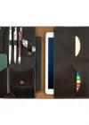 İsme Özel Çıtçıtlı Fonksiyonlu iPad Organizer - %100 Tiesto Deri - ET01003 - Koyu Kahverengi