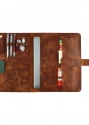 İsme Özel Çıtçıtlı Fonksiyonlu Macbook Organizer - %100 Rainbow Deri - ET02001 - Kahverengi