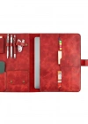 İsme Özel Çıtçıtlı Fonksiyonlu Macbook Organizer - %100 Rainbow Deri - ET02001 - Kırmızı