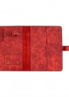 İsme Özel Çıtçıtlı Fonksiyonlu Macbook Organizer - %100 Rainbow Deri - ET02001 - Kırmızı