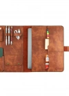 İsme Özel Çıtçıtlı Fonksiyonlu Macbook Organizer - %100 Rainbow Deri - ET02001 - Tobacco