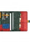 İsme Özel Çıtçıtlı Fonksiyonlu Macbook Organizer - %100 Rainbow Deri - ET02001 - Yeşil - Kırmızı