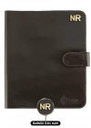 İsme Özel Çıtçıtlı Fonksiyonlu Macbook Organizer - %100 Tiesto Deri - ET02003 - Koyu Kahverengi