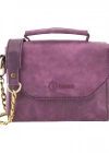 İsme Özel Çıtçıtlı Zincirli Küçük Boy El Omuz Çantası - %100 Deri - AC03001 - Mor