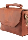 İsme Özel Çıtçıtlı Zincirli Küçük Boy El Omuz Çantası - %100 Deri - AC03001 - Tobacco