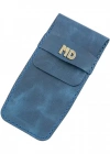 İsme Özel Çok Amaçlı Aksesuar Kılıfı - %100 Rainbow Deri - AK01002 - Saks Mavisi