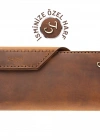 İsme Özel Dikey Çıtçıtlı Uzun Cüzdan - %100 Crazy Deri - A010002 - Taba