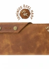 İsme Özel Dikey Çıtçıtlı Uzun Cüzdan - %100 Rainbow Deri - A010006 - Camel