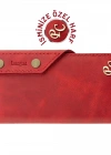 İsme Özel Dikey Çıtçıtlı Uzun Cüzdan - %100 Rainbow Deri - A010006 - Kırmızı