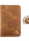 İsme Özel Dikey Mini Cüzdan - %100 Rainbow Deri - A010005 - Camel