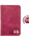 İsme Özel Dikey Mini Cüzdan - %100 Rainbow Deri - A010005 - Fuşya