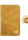 İsme Özel Dikey Mini Cüzdan - %100 Rainbow Deri - A010005 - Hardal Sarısı