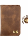 İsme Özel Dikey Mini Cüzdan - %100 Rainbow Deri - A010005 - Kahverengi