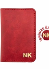İsme Özel Dikey Mini Cüzdan - %100 Rainbow Deri - A010005 - Kırmızı