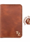 İsme Özel Dikey Mini Cüzdan - %100 Rainbow Deri - A010005 - Tobacco