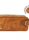 İsme Özel Dopp Kit Kişisel Bakım ve Seyahat Çantası - %100 Rainbow Deri - AC14004 - Camel