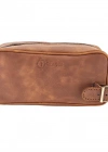 İsme Özel Dopp Kit Kişisel Bakım ve Seyahat Çantası - %100 Rainbow Deri - AC14004 - Kahverengi