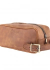 İsme Özel Dopp Kit Kişisel Bakım ve Seyahat Çantası - %100 Rainbow Deri - AC14004 - Kahverengi
