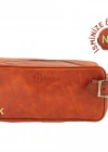 İsme Özel Dopp Kit Kişisel Bakım ve Seyahat Çantası - %100 Rainbow Deri - AC14004 - Tobacco