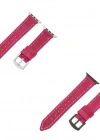 İsme Özel El Dikişli Apple Watch Saat Kordonu - %100 Çift Kat Deri - AG03001 - Fuşya