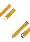 İsme Özel El Dikişli Apple Watch Saat Kordonu - %100 Çift Kat Deri - AG03001 - Hardal Sarısı
